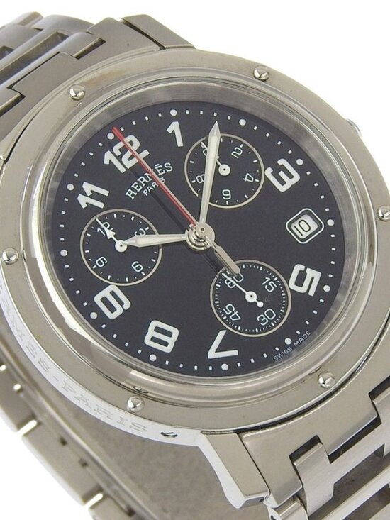 HERMES Clipper Watches CL1.910 blackDial Stainless Steel Quartz Chronograp... main image 9